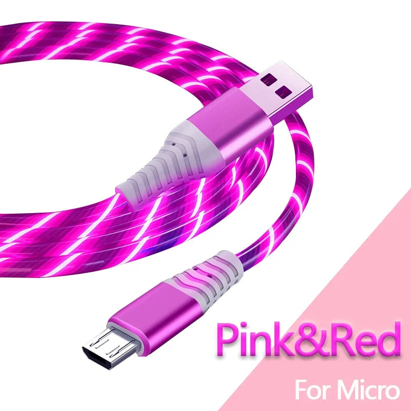Câble USB Lumineux 7A — Charge Rapide Micro USB & Type-C LED Streamer