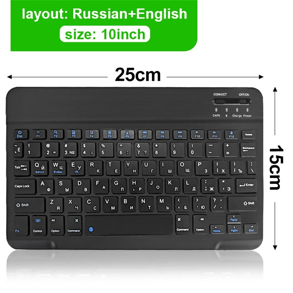 Clavier & Souris Sans Fil Bluetooth — Tablette Multilingue Espagnol Coréen Russe