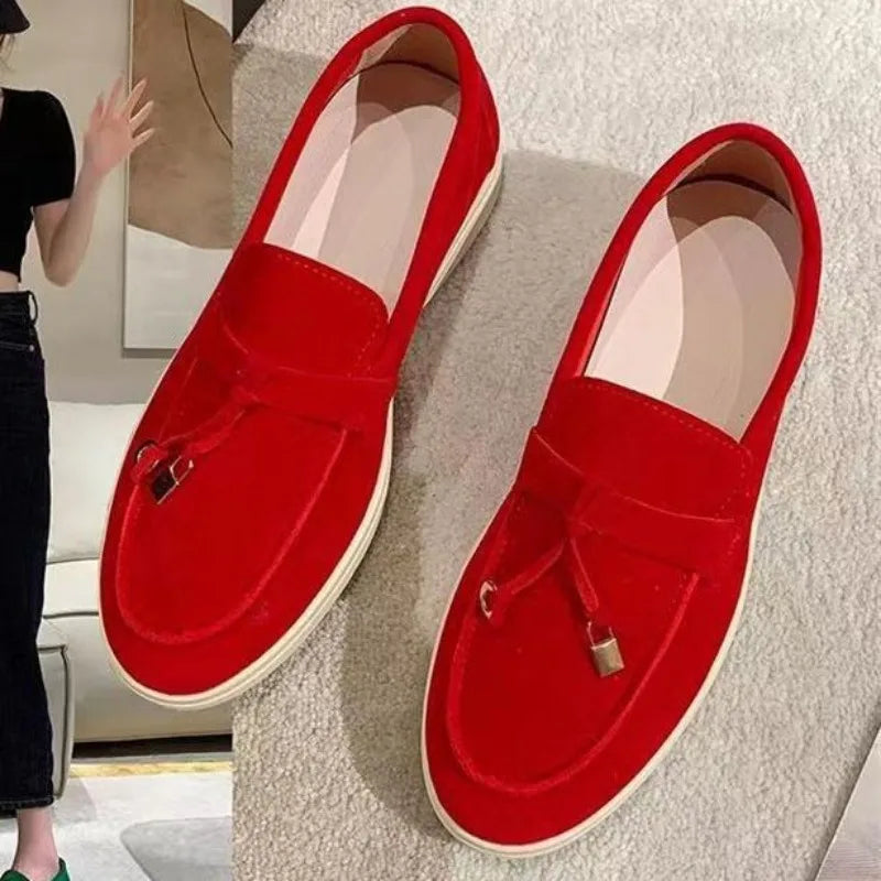 Women flats 2025 new trend spring autumn platform loafers casual suede ladies walking non-slip women's shoes Scarpe Da Donna