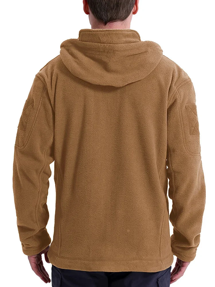 Veste polaire de chasse pour hommes, veste tactique polaire d'extérieur, randonnée, chasse, hiver, chaud, fermeture éclair complète, sweat à capuche militaire multi-poches
