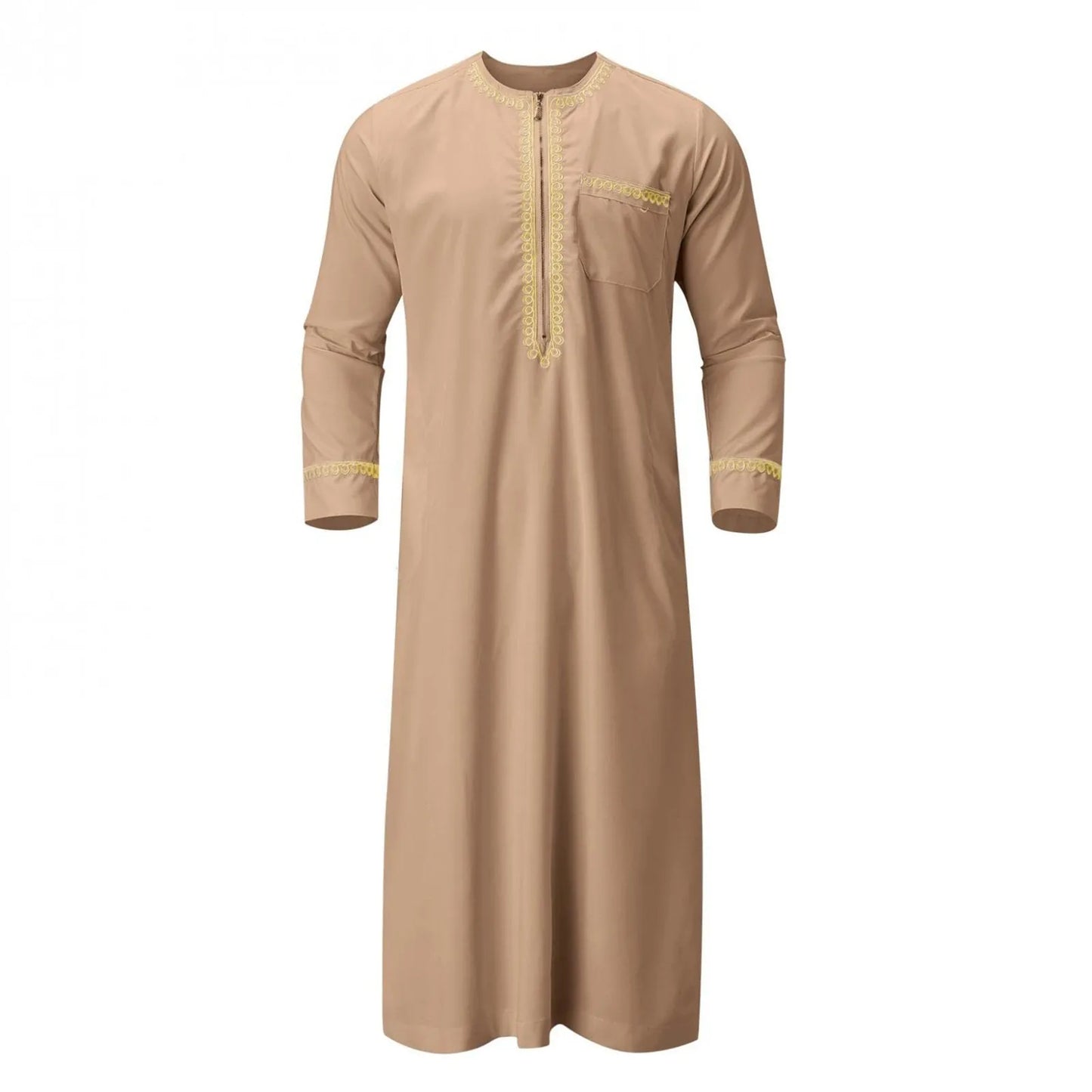 Vêtements musulmans traditionnels pour hommes, chemise musulmane, robe d'aviation, royauté islamique, robe de Dubaï, col rond, manches longues, rétro, adt Abaya