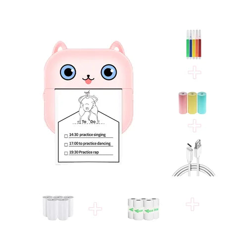 Mini impresora, impresora térmica portátil para pegatinas sin tinta compatible con iOS y Android, etiquetas de impresión fotográfica inalámbrica