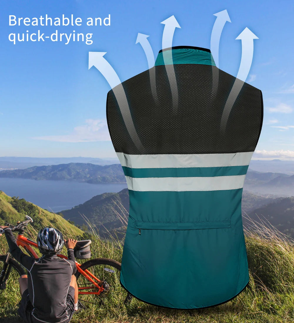 Gilet de cyclisme coupe-vent sans manches — automne, VTT, vélo, léger, respirant