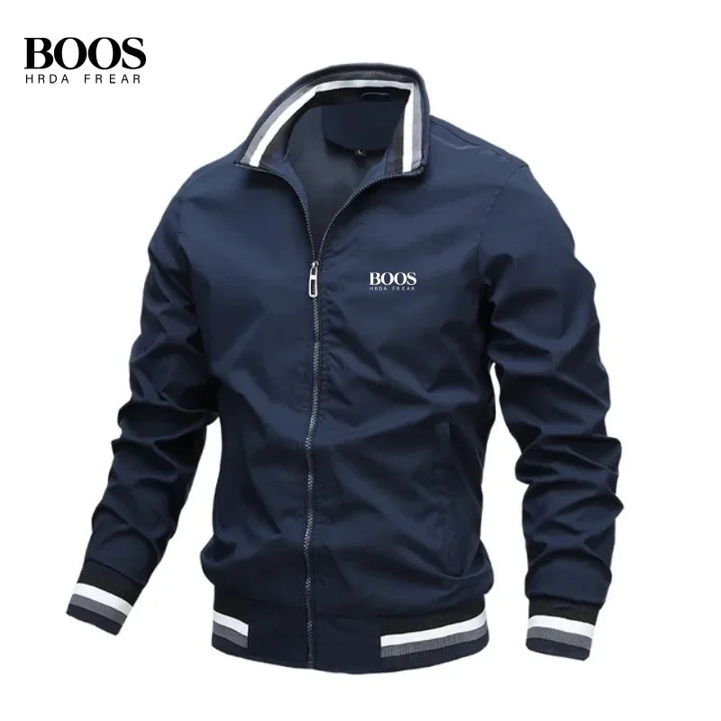 Veste zippée brodée pour hommes — baseball, sports plein air, décontracté, automne