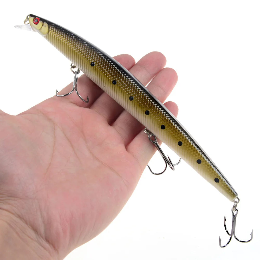 Leurre de pêche au vairon en plastique, appât Éldur, manivelle laser, gros faux poissons, appâts de pêche en mer, 16 couleurs, 18cm, 24g