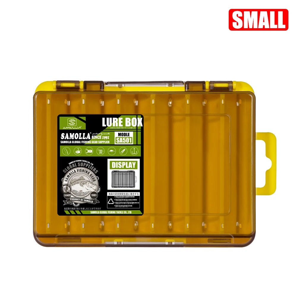 SAMOLLA Boîte à matériel compacte double face – Pêche simplifiée avec un organisateur durable et polyvalent pour leurres, hameçons, appâts