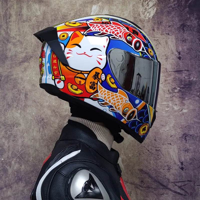 Casques moto pour hommes et femmes — double lentille, locomotive