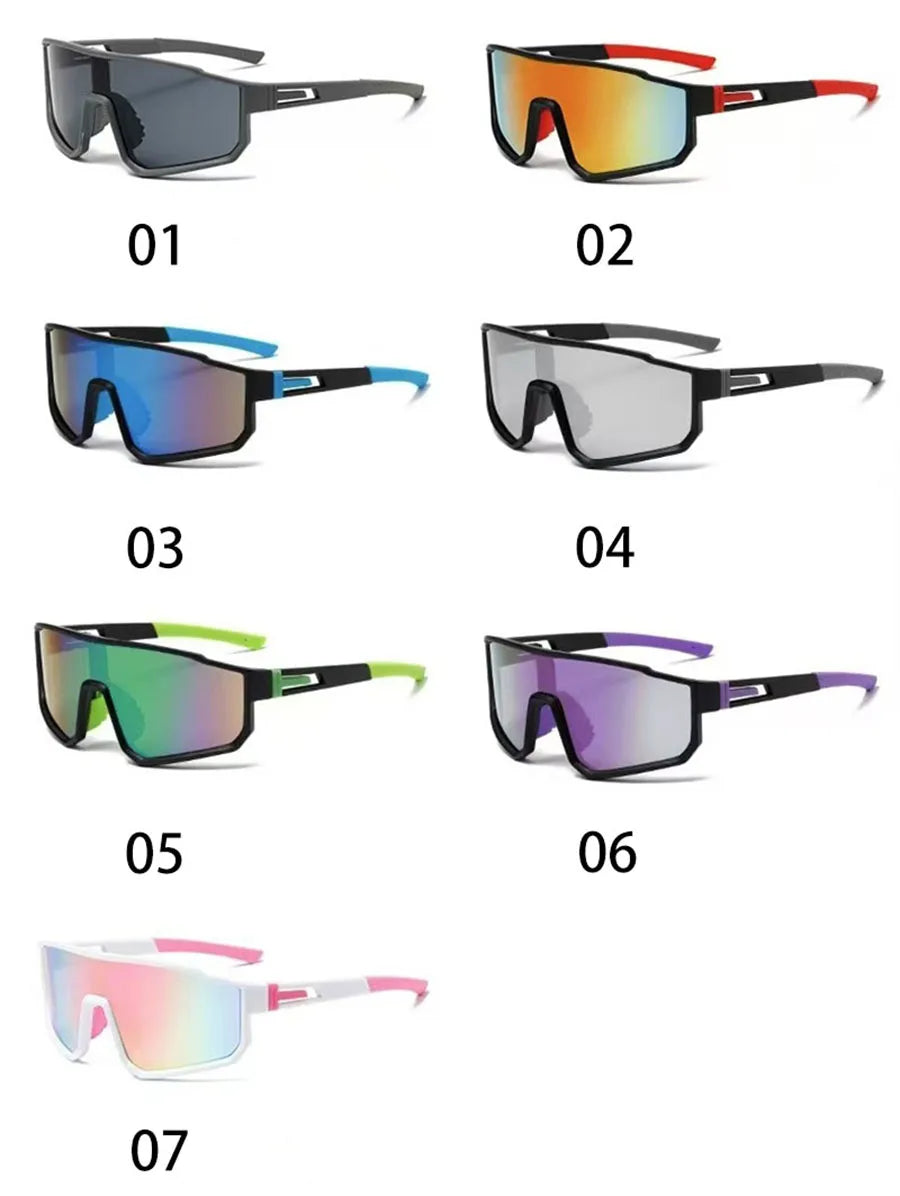 Lunettes de cyclisme surdimensionnées pour hommes, vélo, coupe-vent, revêtement coloré, lunettes de soleil pour Sports de plein air, moto