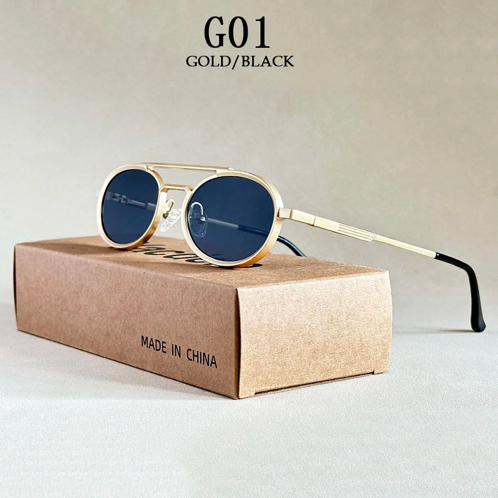 Lunettes de soleil ovales pour hommes et femmes — mode, vintage, Steampunk, 2025