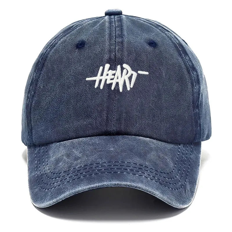 Unisex Vintage Washed Cotton Baseball Cap, Heart Embroidery, Soft Gorra Hip Hop Trucker Style, for Daily Wear and Outdoors