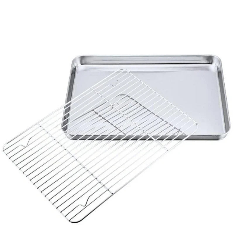 Baking Sheet with Removable Cooling Rack, Stainless Steel Baking Pan Set, Non-Toxic, Oven Safe, BBQ Tray, Dishwasher Safe