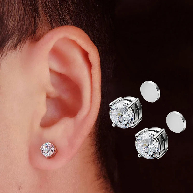 Pendientes Magnéticos con Clip para Hombre y Mujer, Punk, Redondos, con Imán, Joyería sin Perforaciones, 1/3 Pares
