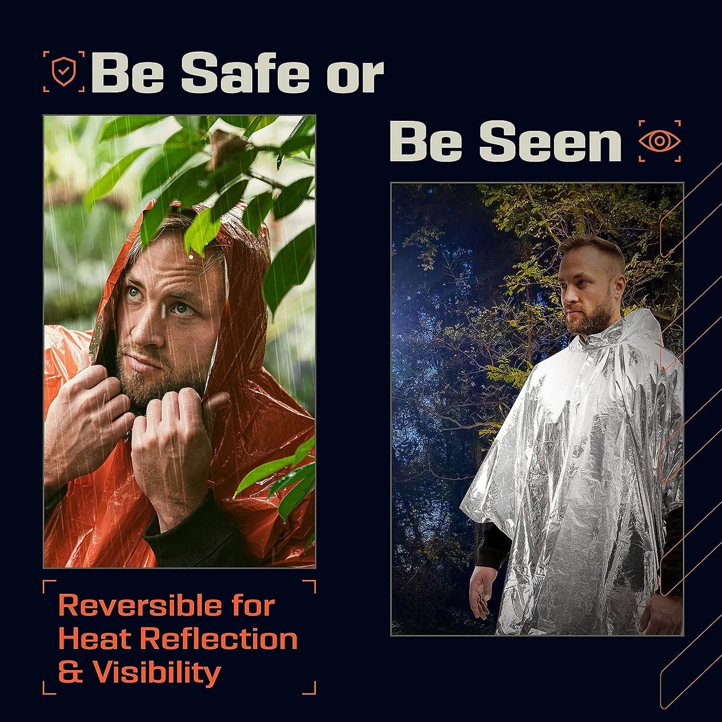 Poncho de pluie d'urgence, couverture thermique, résistant aux intempéries, équipement de Camping de survie en plein air, Gadgets de survie