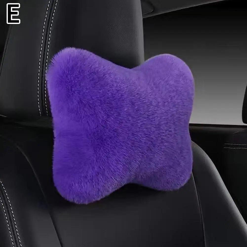 Plush Car Seat Neck Rest, 8 Colors Car Headrest, Plush Cushion, Warm and Comfortable, Waist Pillow Support Accessories, Winter