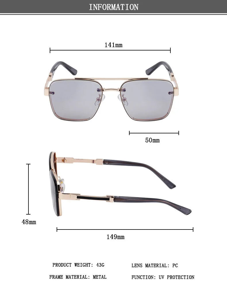 Lunettes de soleil pour hommes vintage carrées — femmes, rétro, mode