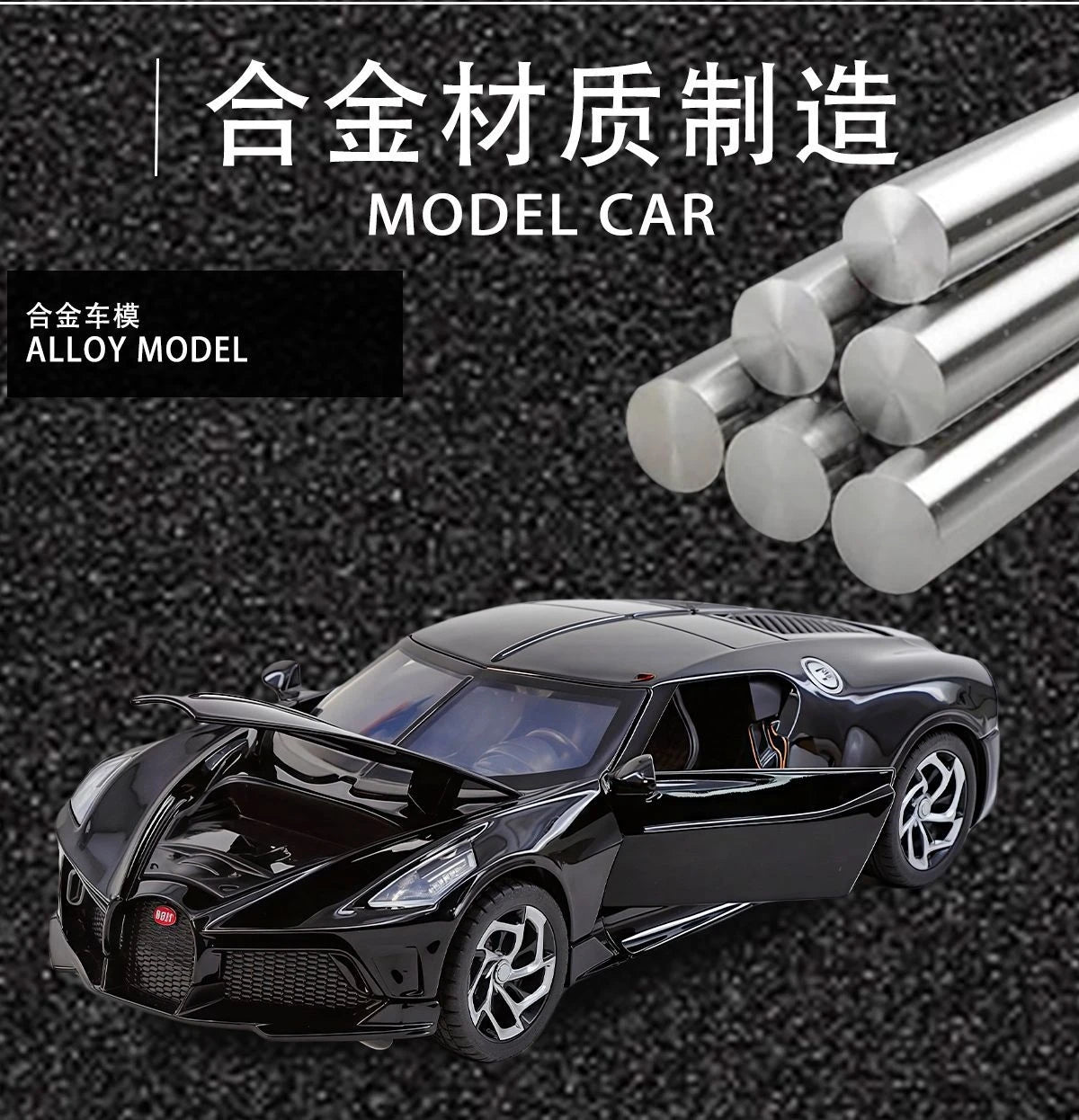 Modelo de coche de aleación a escala 1:32, juguetes Bugatti La Voiture Noire, modelo de coche deportivo de metal fundido a presión, vehículos, modelos, regalos para niños, colección