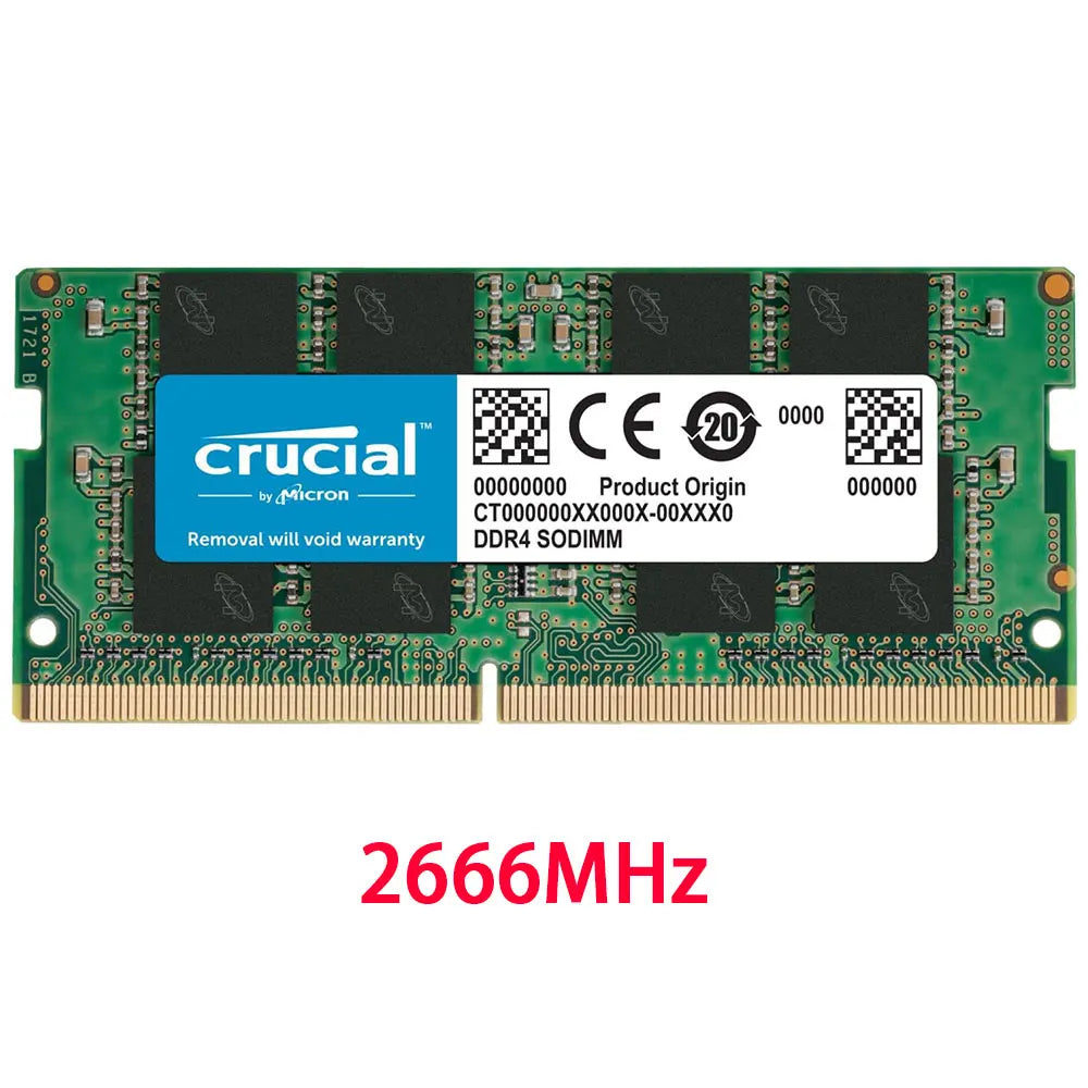 Crucial DDR4 RAM 16GB 32GB 4GB 8GB 3200MHz 2133 2400 2666MHz mémoire d'ordinateur portable SODIMM PC4-25600 21300 19200 17000 pour Intel et AMD