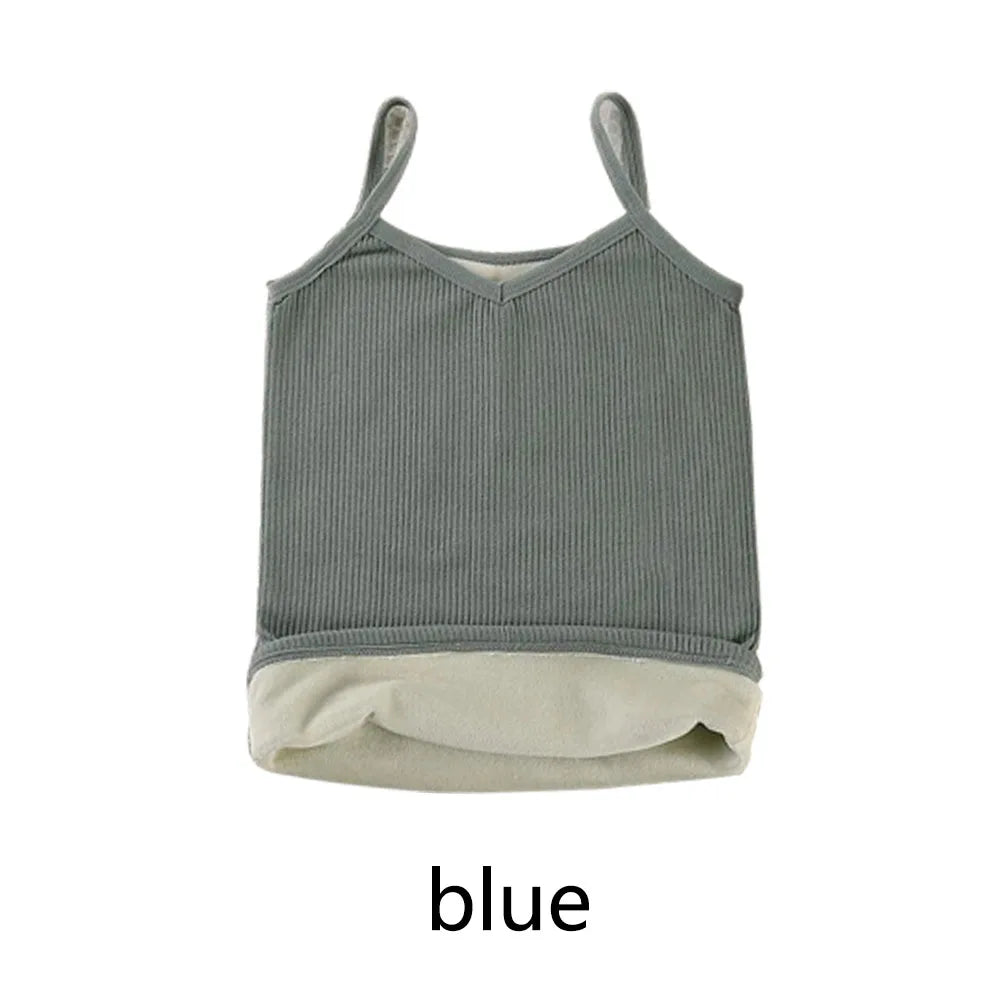 Women's Sleeveless T-shirt, Warm Winter Underwear, Solid Color, Thermal, Casual, Sleepwear, Sexy, Elasticity, Thin Velvet for Women