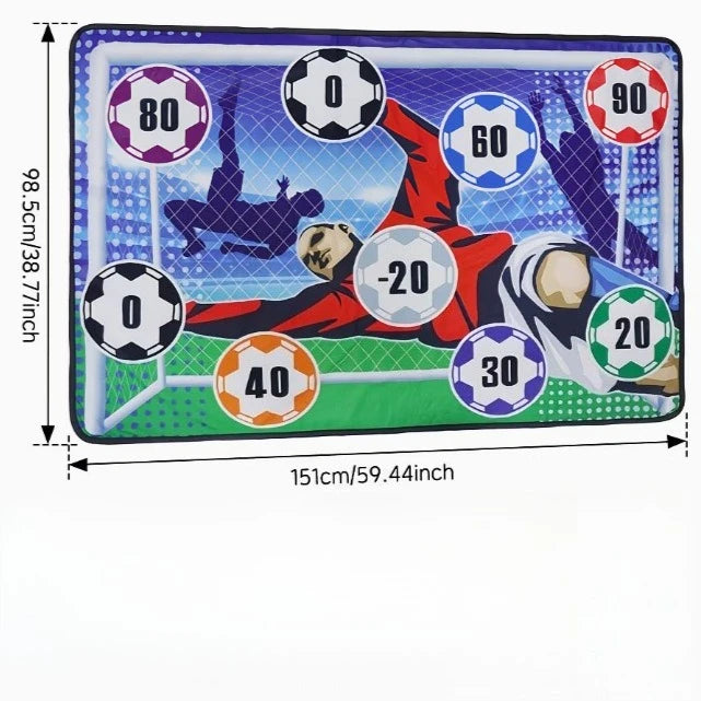 Kit Tapis de Jeu Football Enfant — Cible Collante 150x100 cm, Intérieur & Extérieur, 7–10 ans