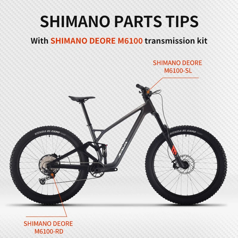 SAVA Denon 612 Carbon Fiber 12-Speed 27.5-inch Full Shock 21-Speed Shimano M6100 Kit MTB Wheel Size