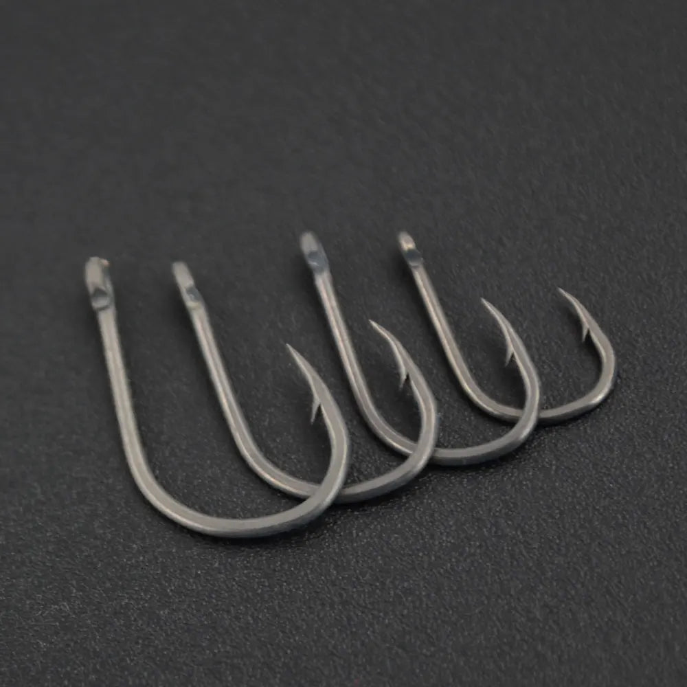 Hirisi 50 Pièces Hameçons de pêche carpe à revêtement barbelé avec oeil Conception au Japon en acier à haute teneur en carbone 8001