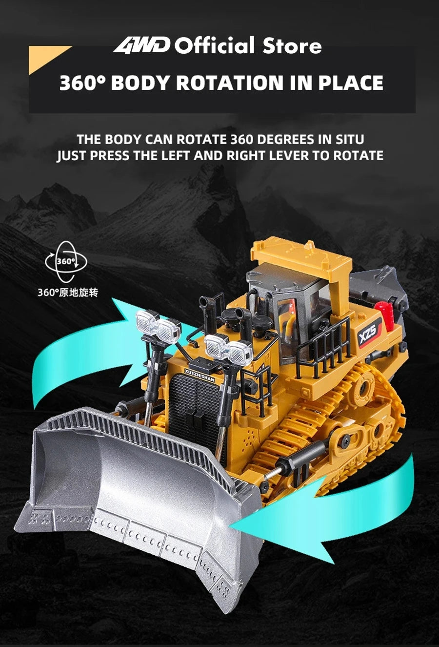 Pelle télécommandée 4WD, camion à benne basculante en alliage 4x4, Bulldozer, modèle Radio, voiture RC, véhicule de Construction, jouet, cadeaux pour enfants