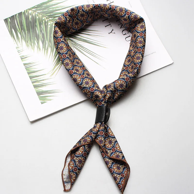 Pañuelo de seda cuadrado pequeño de 60 x 60 cm para hombres, mujeres, niños, niñas, accesorio de lujo, corbata Ascot