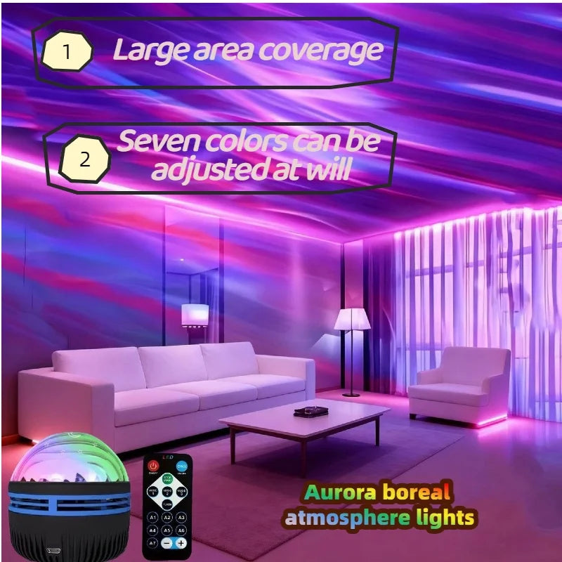 Smart Remote RGB Star Galaxy Projector - Automatic Rotating LED Aurora Lamp, USB Powered for Home Bedroom KTV Decoration