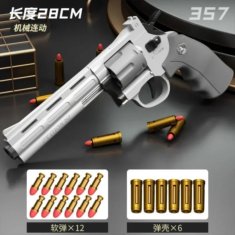Lanzador de revólver ZP5 357 de tiro continuo, pistola de dardos suaves, juguete para niños y adultos, arma de juego al aire libre