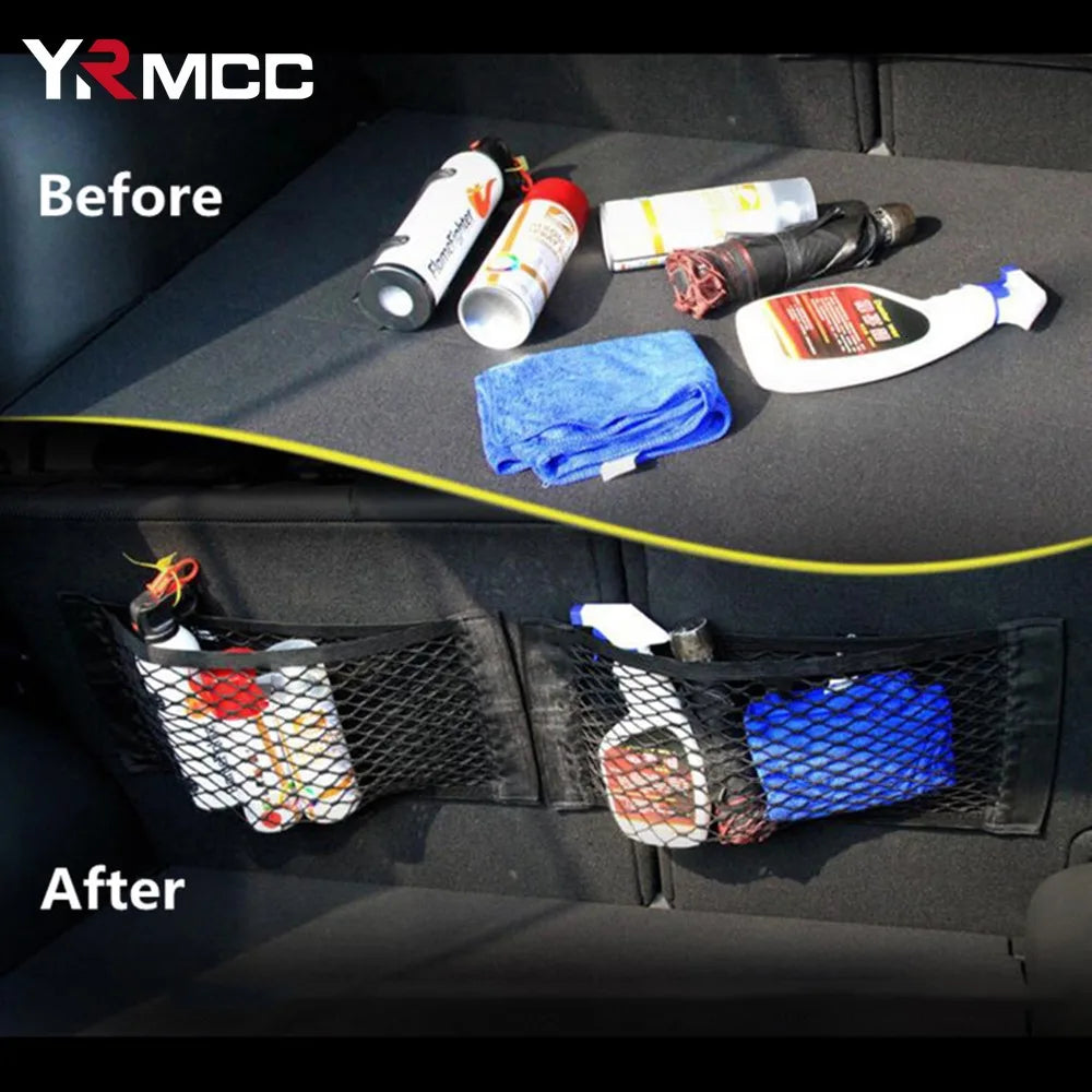 Sac de Rangement Coffre Voiture en Filet Maille — Poche Universelle Siège Arrière