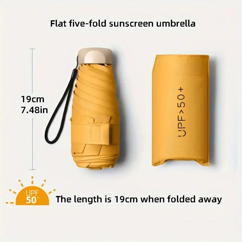 Ultra-Light UV Protection Umbrella – Compact and Foldable Design with Stainless Steel Handle for Sun and Rain, Durable 190T Canopy