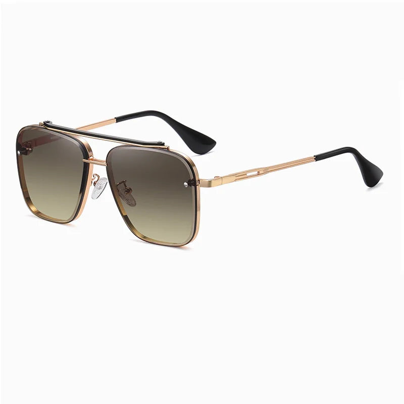 New Gradient Sunglasses for Men Fashion Metal Big Frame Sunglasses Luxury Brand Design Sunglasses for Men