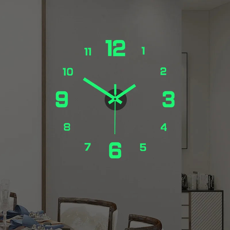 Wall clock DIY Luminous Wall Clock Quartz Watch Acrylic Mirror Stickers Wall Clock Wall Decoration Hot Home Decoration