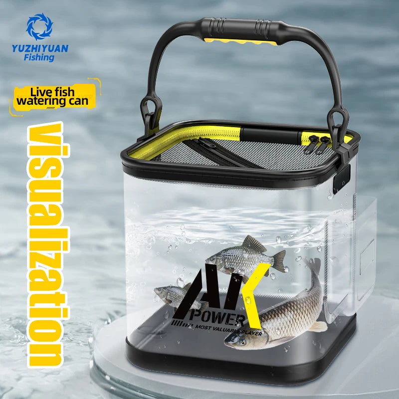 YUZHIYUAN seau de pêche Transparent pliable multifonctionnel conteneur de poisson vivant seau de Protection du poisson