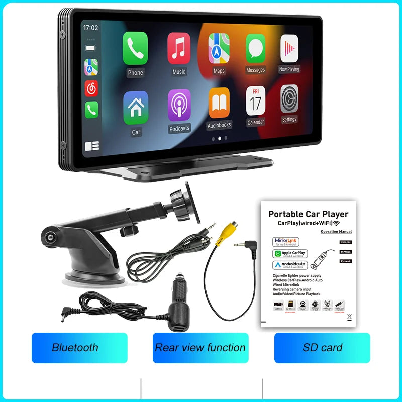 Écran Multimédia Sans Fil Portable 10,26" — Caméra Recul HD DVR Lecteur MP5