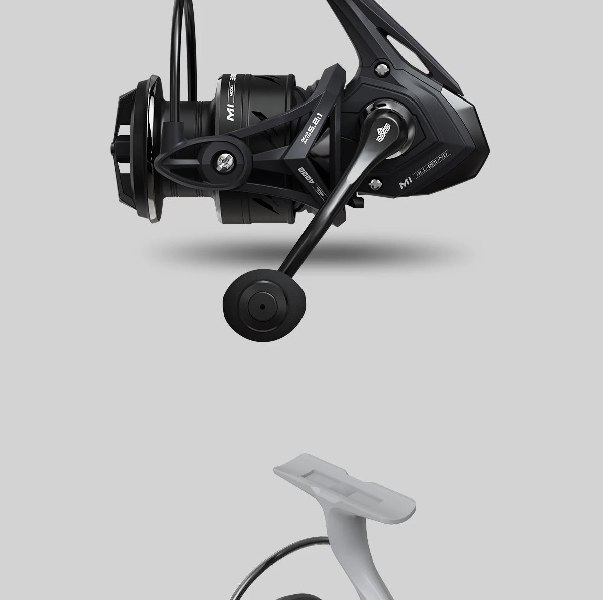 HANDING M1 moulinet de pêche à traînée maximale de 12 kg, 9 + 1 roulements à billes, rapport de vitesse 5.2:1, moulinet puissant pour perche, bar et brochet