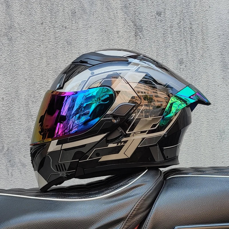 ORZ Motorcycle Helmets Dual Visors DOT Approved Modular Flip Up Helmet Full Face Motorcycle Racing Helmet Motocross Helmet DOT