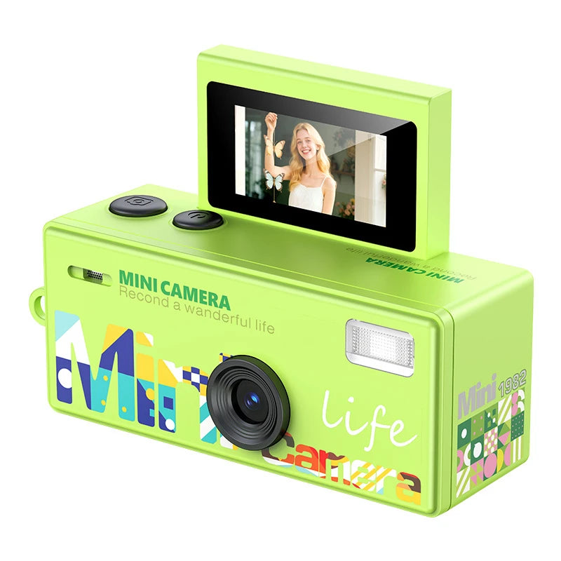 Mini caméra numérique CCD rétro avec flash, écran rotatif 1080P, petite caméra vidéo en forme de porte-clés pour cadeaux
