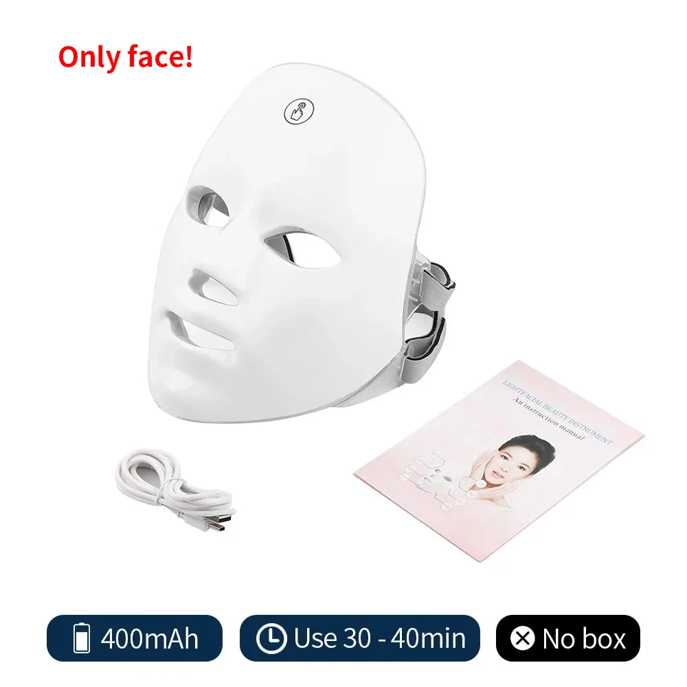 Machine de Beauté Visage Sans Fil — Masque Photons 7 Couleurs LED Raffermissement