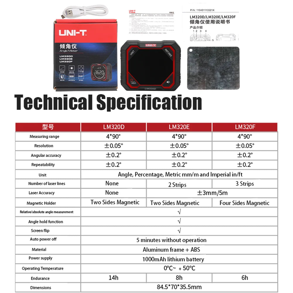 Inclinonomètre numérique laser haute précision — 4x90°, magnétique, mesure relative et absolue