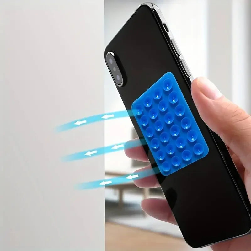 Support de téléphone à ventouse en silicone, support mural, carré, antidérapant, simple face, autocollant arrière, polymères, multifonctionnel