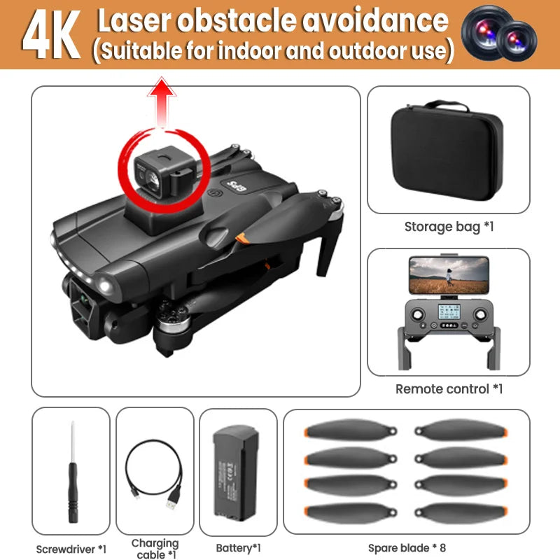 Drone GPS Lenovo V198Max 4K Profesional 8K HD Doble Cámara Motor Sin Escobillas 5G WIFI FPV RC Cuadricóptero Helicóptero con Pantalla Juguete