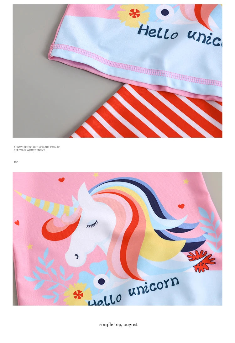 Garçons filles dessin animé mignon maillots de bain printemps été plage vêtements ensemble Protection solaire à manches longues maillots de bain enfants maillot de bain