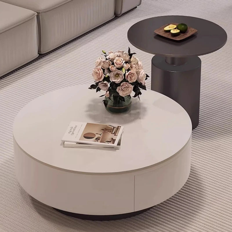 Table basse ronde de salon en acrylique minimaliste — pour filles, restaurant, livres
