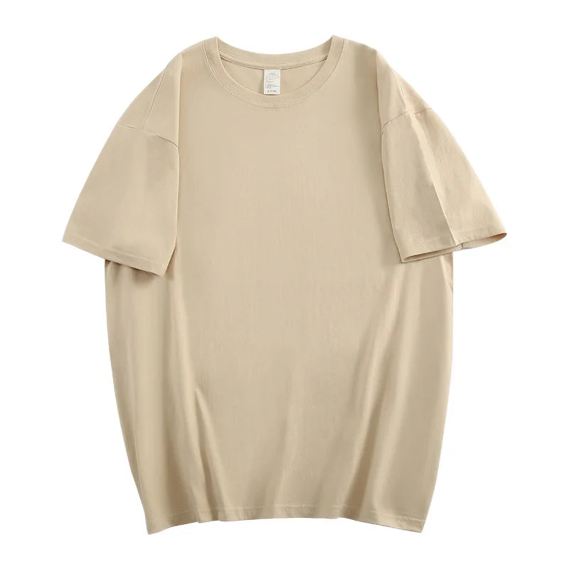 100 % algodón, manga media, para hombre y mujer, camiseta de verano holgada de manga corta informal, camiseta básica de cuello redondo de color sólido, tops