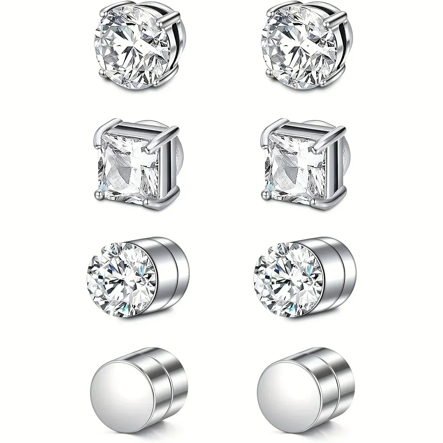 1 paire de boucles d'oreilles magnétiques fortes en cristal pour hommes et femmes, boucles d'oreilles Punk rondes en Zircon, bijoux Non percés