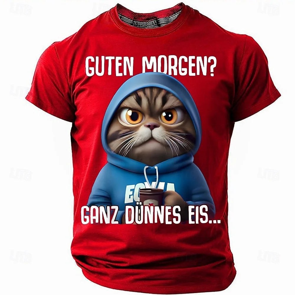 T-shirt humoristique pour homme avec chat — imprimé graphique, manches courtes, décontracté, amoureux des chats