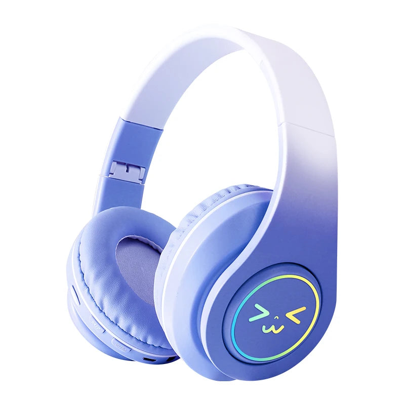 Auriculares Bluetooth inalámbricos originales para ordenador, cascos de juego con cancelación de ruido, cara sonriente oyant RGB, Gamer Girl Bass Out