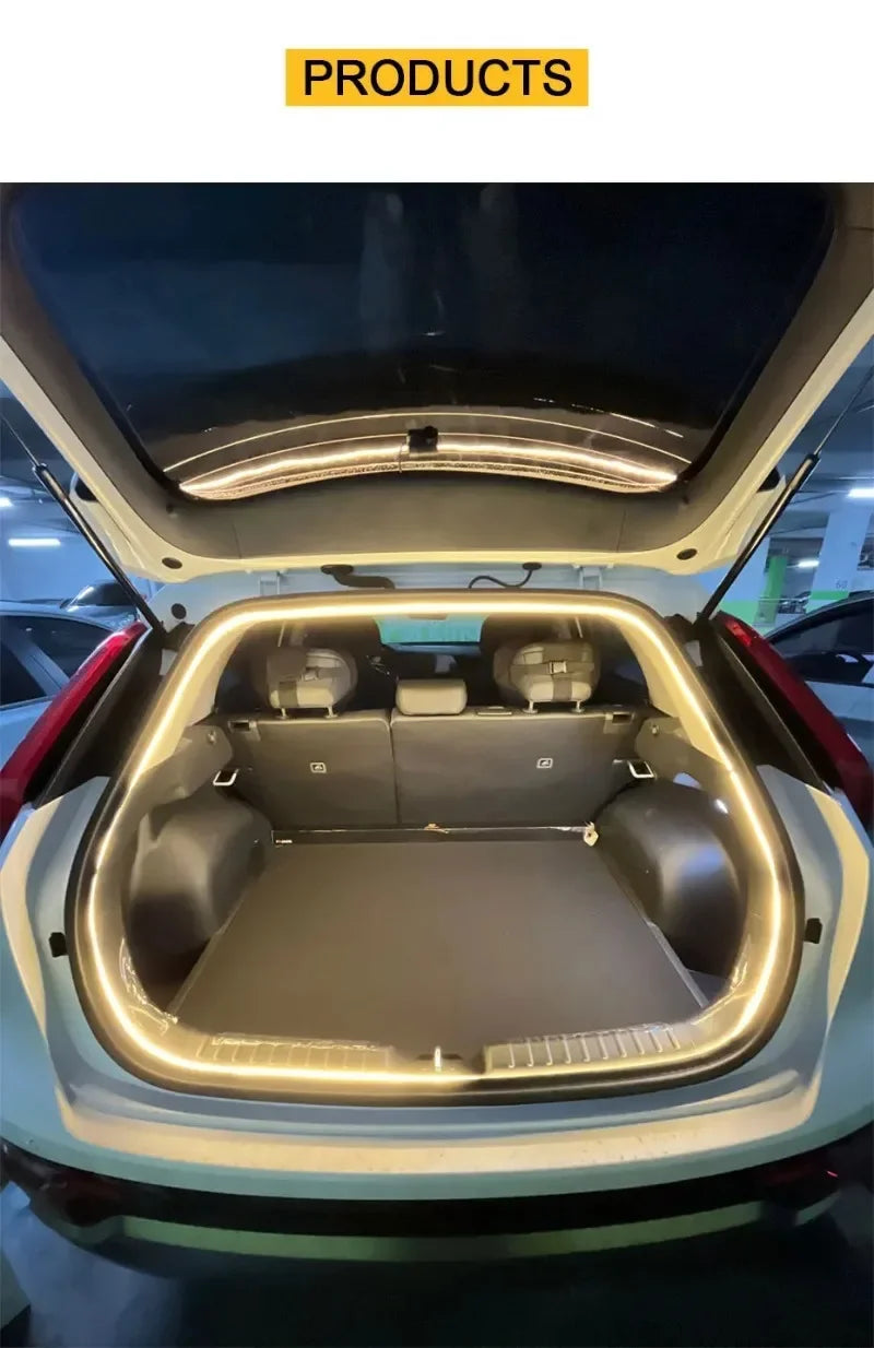 Éclairage de coffre de voiture haute luminosité, lumière ambiante, décoration intérieure, câblage LED, détection automatique gratuite, bande lumineuse pour hayon