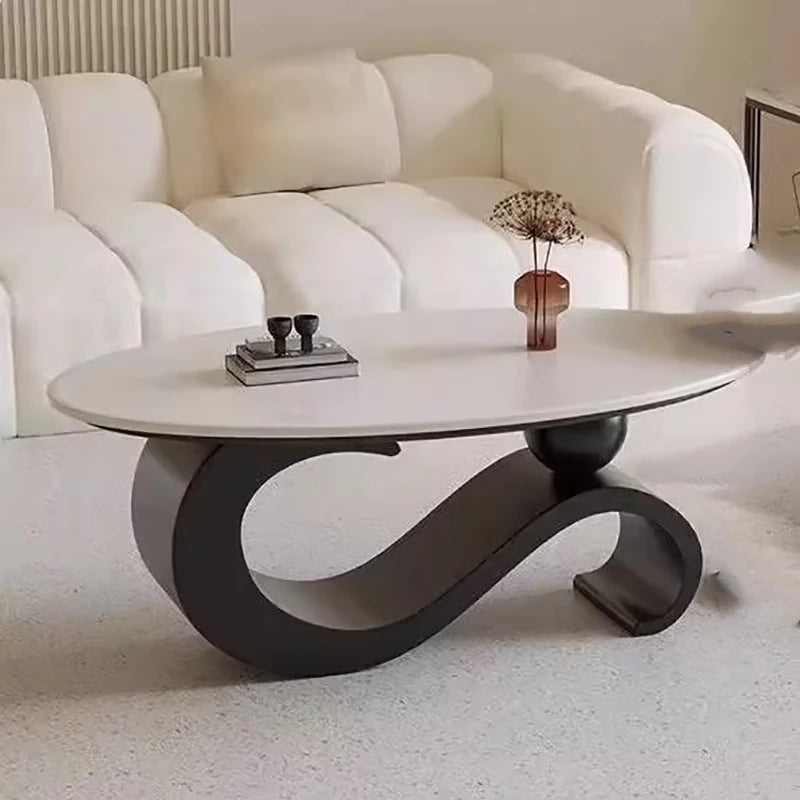 Mid-Century Retro Coffee Table, Oval Luxury, Nordic, Aesthetic, Classic, Living Room Low Table, Home Furniture